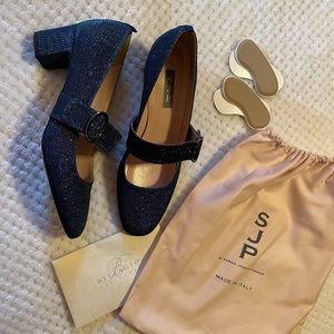 Special addition SJP Mary Janes! Sparkling blue Tartt glittery pumps ❤️!